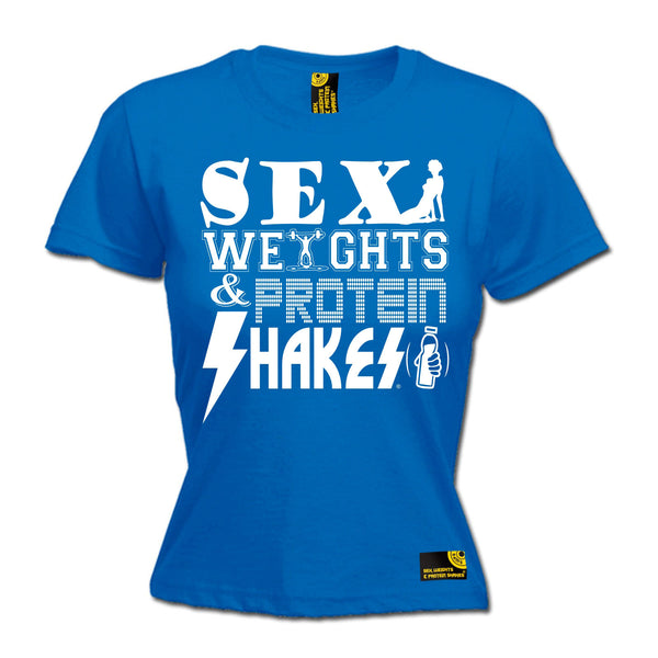 Sex Weights & Protein Shakes ... D2 Women's Fitted T-Shirt