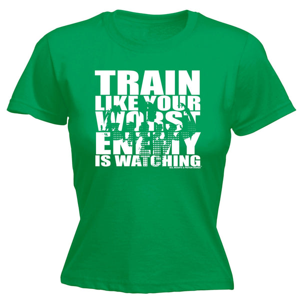 123t SWPS Women's TRAIN LIKE YOUR WORST ENEMY IS WATCHING - FITTED T-SHIRT