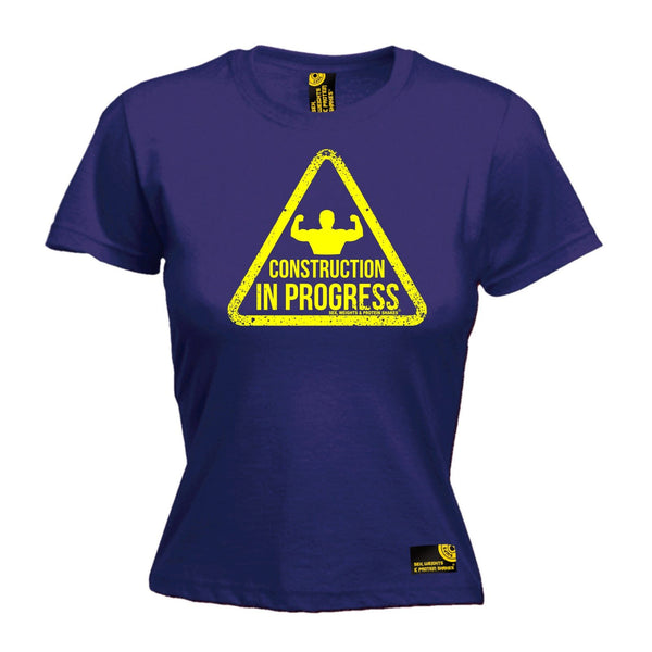 SWPS Women's Construction In Progress Sex Weights And Protein Shakes Gym T-Shirt