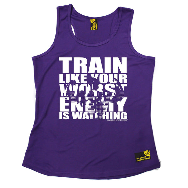 Sex Weights and Protein Shakes GYM Training Body Building -  Train Like Your Worst Enemy Is Watching - GIRLIE PERFORMANCE COOL VEST - SWPS Fitness Gifts