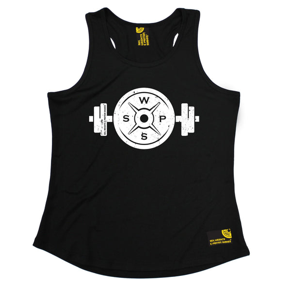 Sex Weights and Protein Shakes GYM Training Body Building -  Swps Weight Plate Dumbbell Design - GIRLIE PERFORMANCE COOL VEST - SWPS Fitness Gifts