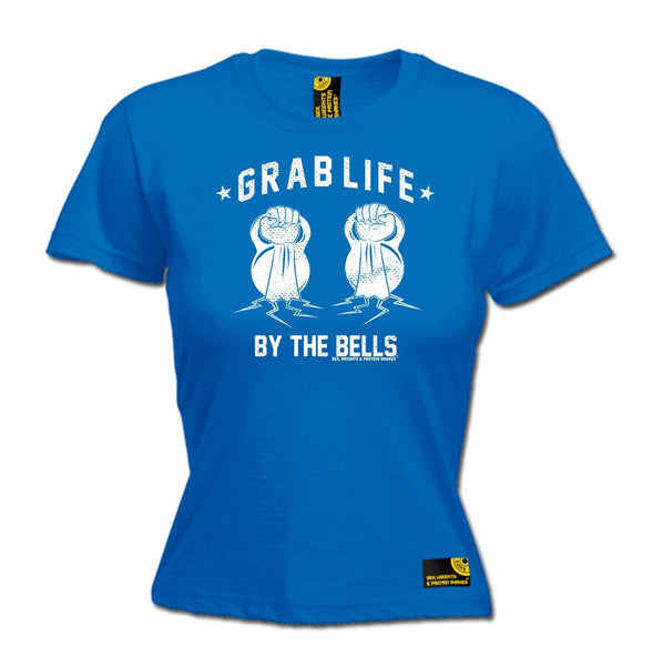 SWPS Women's Grab Life By The Bells Sex Weights And Protein Shakes Gym T-Shirt