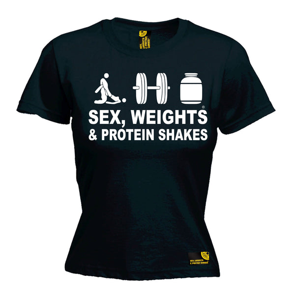 Sex Weights & Protein Shakes ... D3 Women's Fitted T-Shirt