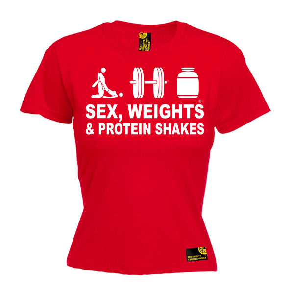 Sex Weights & Protein Shakes ... D3 Women's Fitted T-Shirt