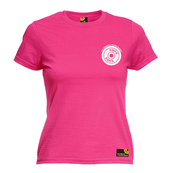Weight Plate ... Breast Pocket White Design Women's Fitted T-Shirt