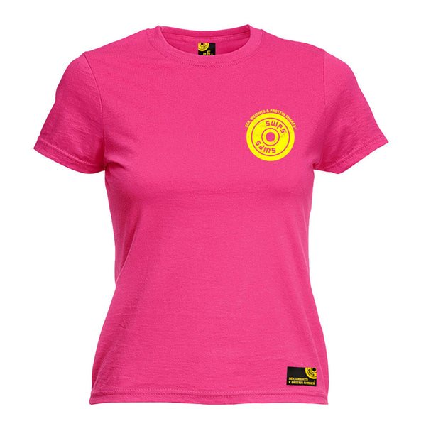 Weight Plate ... Breast Pocket Design Women's Fitted T-Shirt