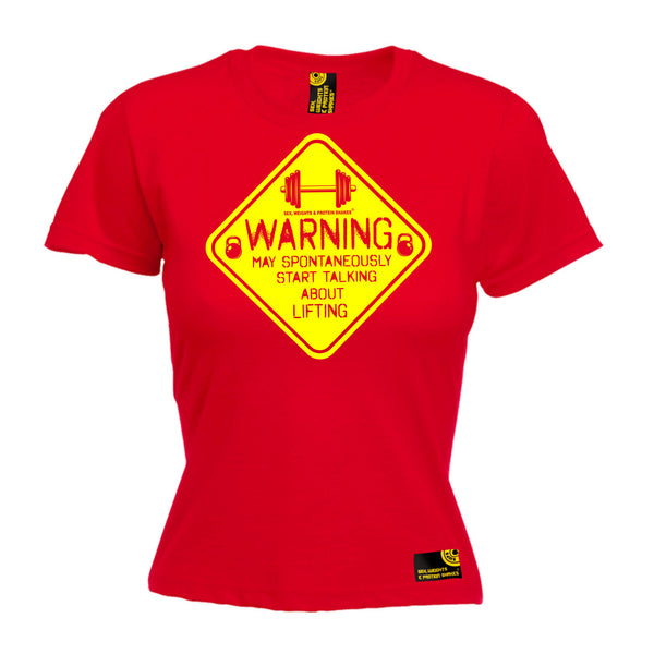 Sex Weights and Protein Shakes GYM Training Body Building -  Women's Warning May Spontaneously ... Lifting - FITTED T-SHIRT - SWPS Fitness Gifts