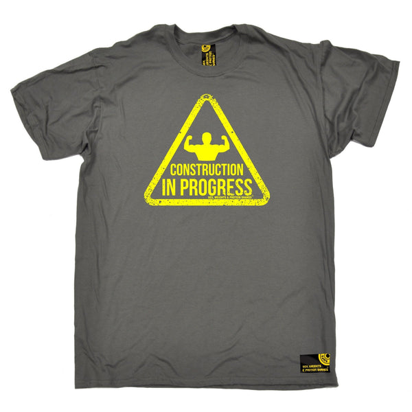 SWPS Men's Construction In Progress Sex Weights And Protein Shakes Gym T-Shirt