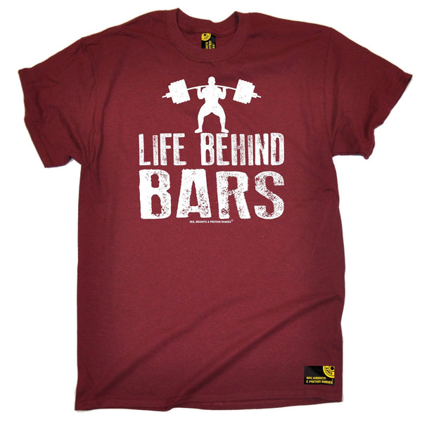 SWPS Men's Life Behind Bars Weight Lifting Sex Weights And Protein Shake Gym T-Shirt