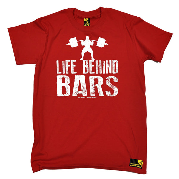 SWPS Men's Life Behind Bars Weight Lifting Sex Weights And Protein Shake Gym T-Shirt