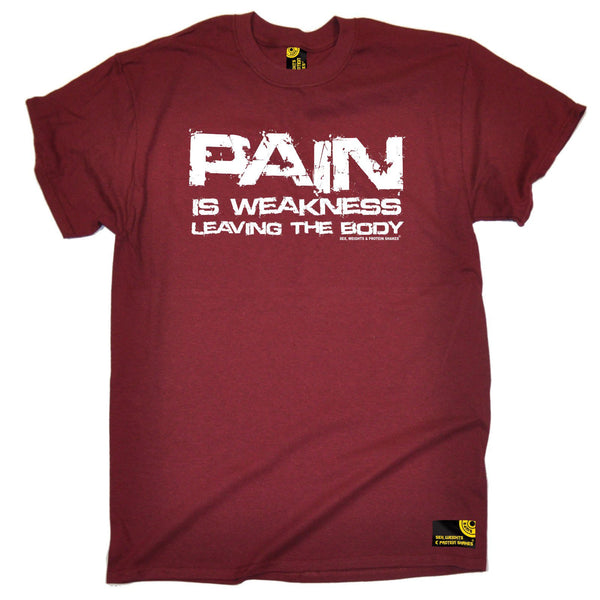 SWPS Men's Pain Is Weakness Leaving The Body Sex Weights And Protein Shakes Gym T-Shirt