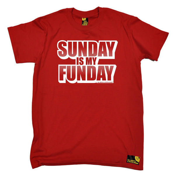 SWPS Men's Sunday Is My Funday Sex Weights And Protein Shakes Gym T-Shirt