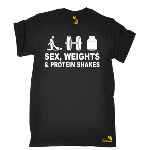 Sex Weights and Protein Shakes Men's Sex Weights & Protein Shakes D3 Gym T-Shirt