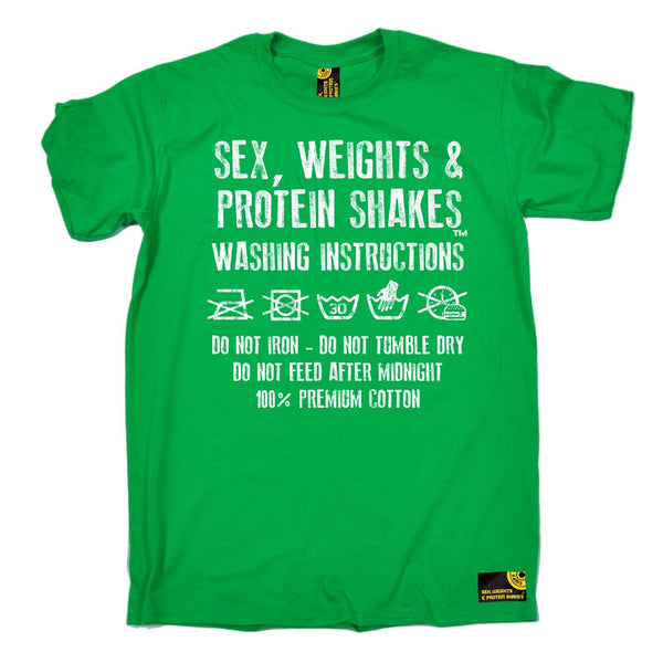 SWPS Men's Washing Instructions Sex Weights And Protein Shakes Gym T-Shirt