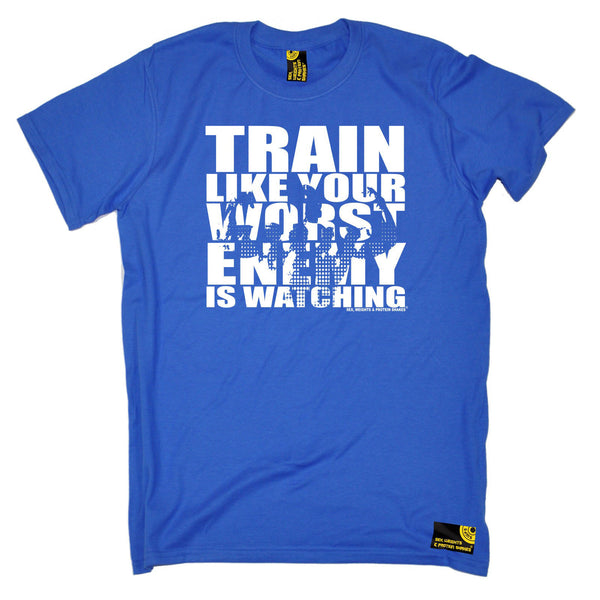 Sex Weights and Protein Shakes GYM Training Body Building -  Men's Train Like Your Worst Enemy Is Watching T-SHIRT - SWPS Fitness Gifts