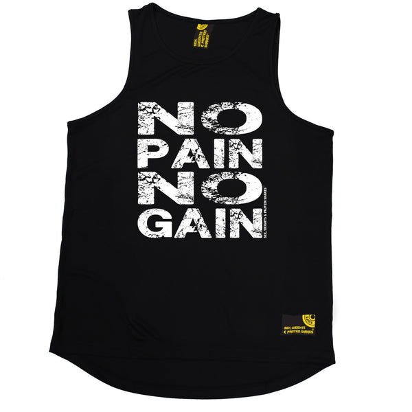 Sex Weights and Protein Shakes GYM Training Body Building -  No Pain No Gain - MEN'S PERFORMANCE COOL VEST - SWPS Fitness Gifts