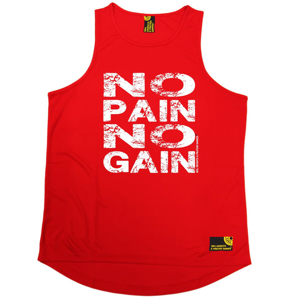 Sex Weights and Protein Shakes GYM Training Body Building -  No Pain No Gain - MEN'S PERFORMANCE COOL VEST - SWPS Fitness Gifts