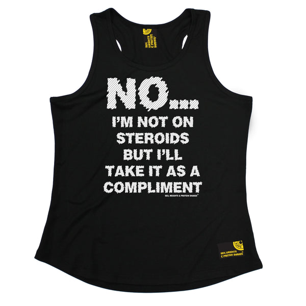 Sex Weights and Protein Shakes GYM Training Body Building -  No I'm Not On Steroids ... As A Compliment - GIRLIE PERFORMANCE COOL VEST - SWPS Fitness Gifts