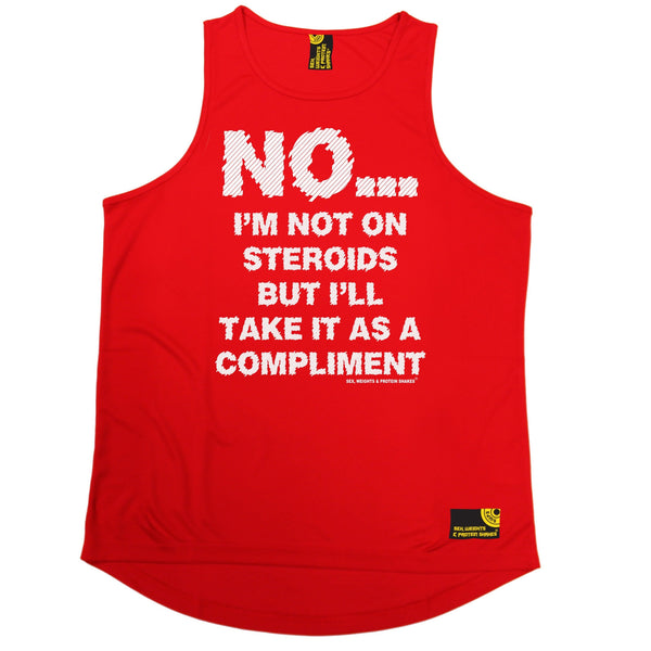 Sex Weights and Protein Shakes GYM Training Body Building -  No I'm Not On Steroids ... As A Compliment - MEN'S PERFORMANCE COOL VEST - SWPS Fitness Gifts