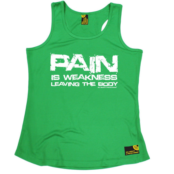 SWPS Pain Is Weakness Leaving The Body Sex Weights And Protein Shakes Gym Girlie Training Vest