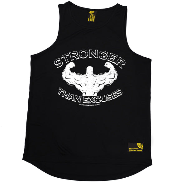 SWPS Stronger Than Excuses Sex Weights And Protein Shakes Gym Men's Training Vest
