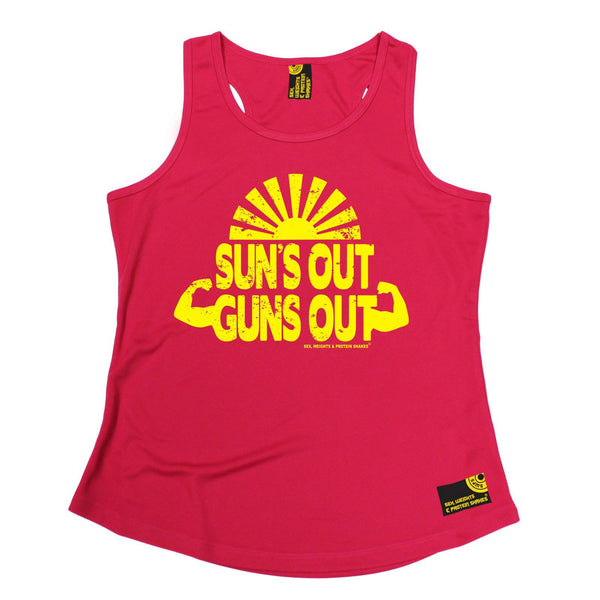 SWPS Suns Out Guns Out Sex Weights And Protein Shakes Gym Girlie Training Vest