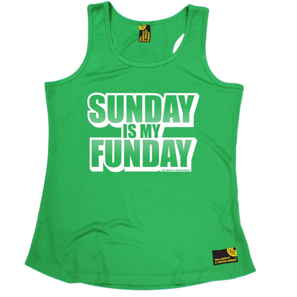 SWPS Sunday Is My Funday Sex Weights And Protein Shakes Gym Girlie Training Vest