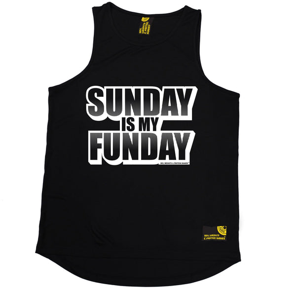 SWPS Sunday Is My Funday Sex Weights And Protein Shakes Gym Men's Training Vest