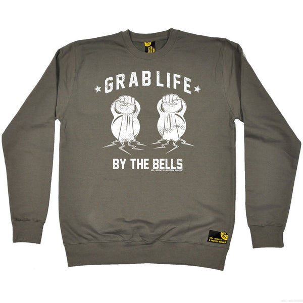 SWPS Grab Life By The Bells Sex Weights And Protein Shakes Gym Sweatshirt