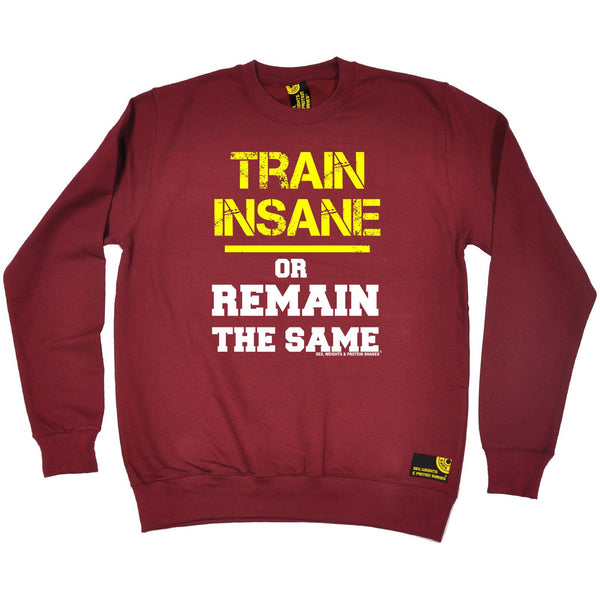SWPS Train Insane or Remain The Same Sex Weights And Protein Shakes Gym Sweatshirt