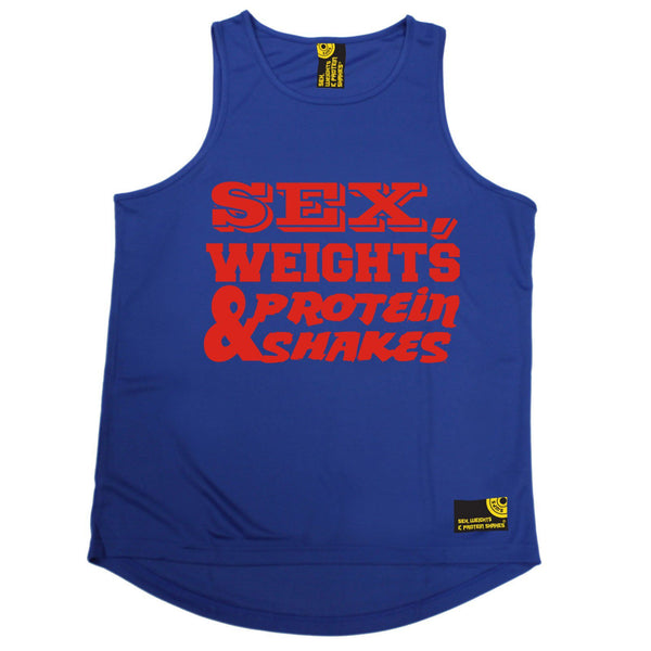 Sex Weights and Protein Shakes Sex Weights & Protein Shakes Red Text Gym Men's Training Vest