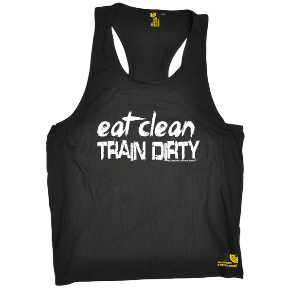 SWPS Eat Clean Train Dirty Sex Weights And Protein Shakes Gym Men's Tank Top
