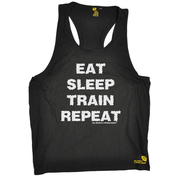 SWPS Eat Sleep Train Repeat Sex Weights And Protein Shakes Gym Men's Tank Top