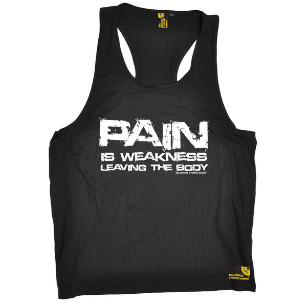 SWPS Pain Is Weakness Leaving The Body Sex Weights And Protein Shakes Gym Men's Tank Top