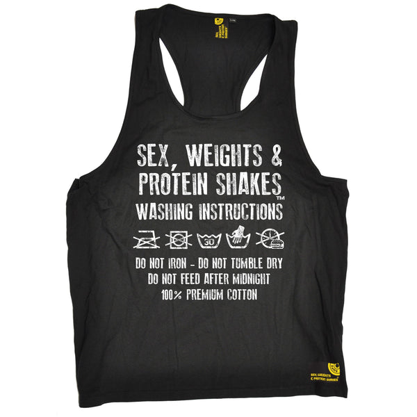 Sex Weights and Protein Shakes GYM Training Body Building -  Men's Sex Weights & Protein Shakes ... Washing Instructions - TANK TOP - SWPS Fitness Gifts