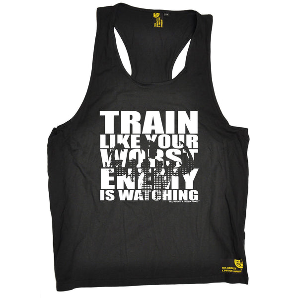 SWPS Train Like Your Enemy Is Watching Sex Weights And Protein Shakes Gym Men's Tank Top