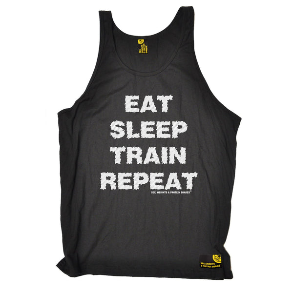 SWPS Eat Sleep Train Repeat Sex Weights And Protein Shakes Gym Vest Top
