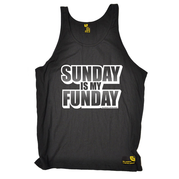 Sex Weights and Protein Shakes Sunday Is My Funday Sex Weights And Protein Shakes Gym Vest Top
