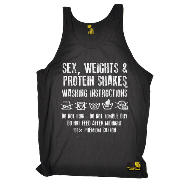 Sex Weights and Protein Shakes GYM Training Body Building -  Sex Weights & Protein Shakes ... Washing Instructions - VEST TOP - SWPS Fitness Gifts