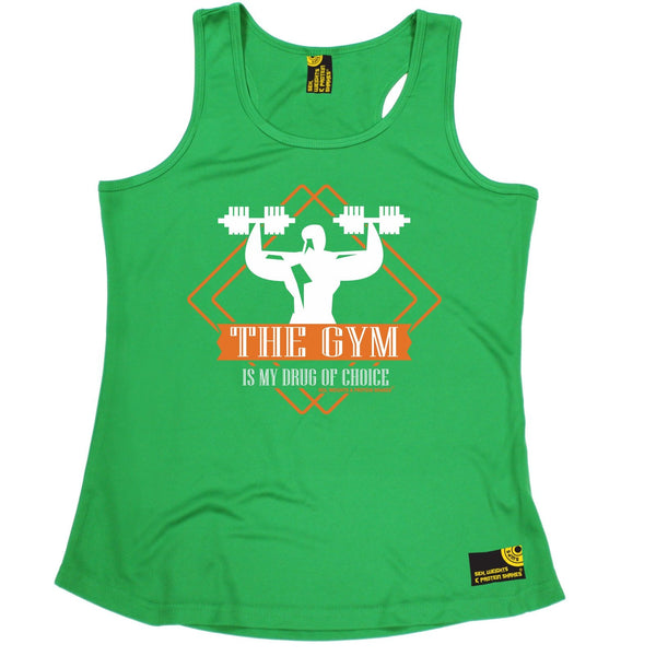 SWPS The Gym Is My Drug Of Choice Sex Weights And Protein Shakes Girlie Training Vest