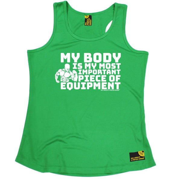 SWPS Mens - My Body Is My Most Important Equipment Gym DRYFIT ACTIVE WEAR TRAINING VEST SINGLET TOP