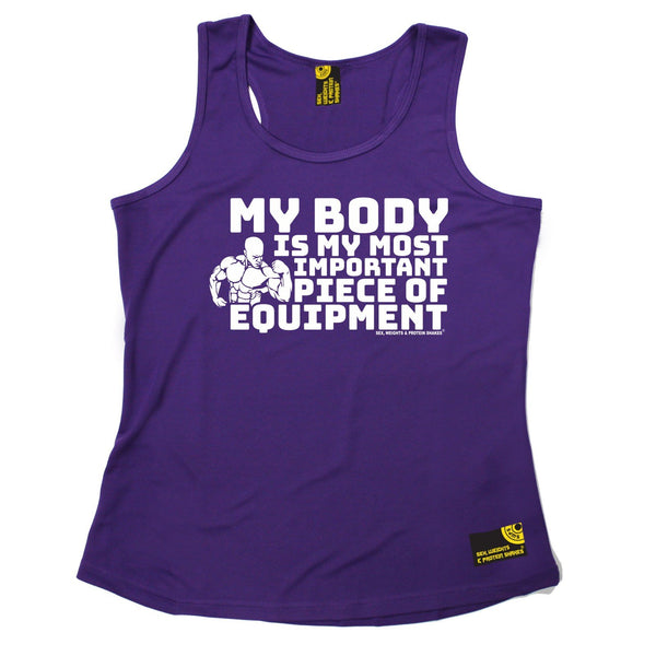 SWPS Mens - My Body Is My Most Important Equipment Gym DRYFIT ACTIVE WEAR TRAINING VEST SINGLET TOP