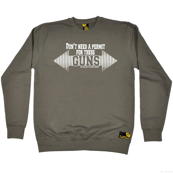 SWPS Don’t Need A Permit These Guns Sex Weights And Protein Shakes Gym Sweatshirt