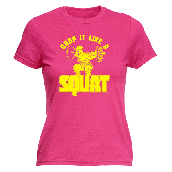 123t SWPS Women's DROP IT LIKE A SQUAT ... WEIGHT SQUATING DESIGN  - FITTED T-SHIRT