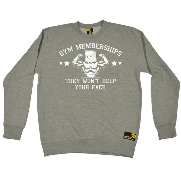 SWPS Gym Memberships ... Help Your Face Sex Weights And Protein Shakes Sweatshirt