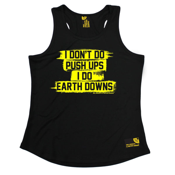 SWPS I Don't Do Push Ups … Earth Downs Sex Weights And Protein Shakes Gym Girlie Training Vest
