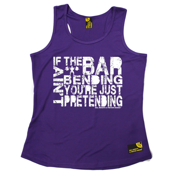SWPS If The Bar Aint Bending ... Pretending Sex Weights And Protein Shakes Gym Girlie Training Vest