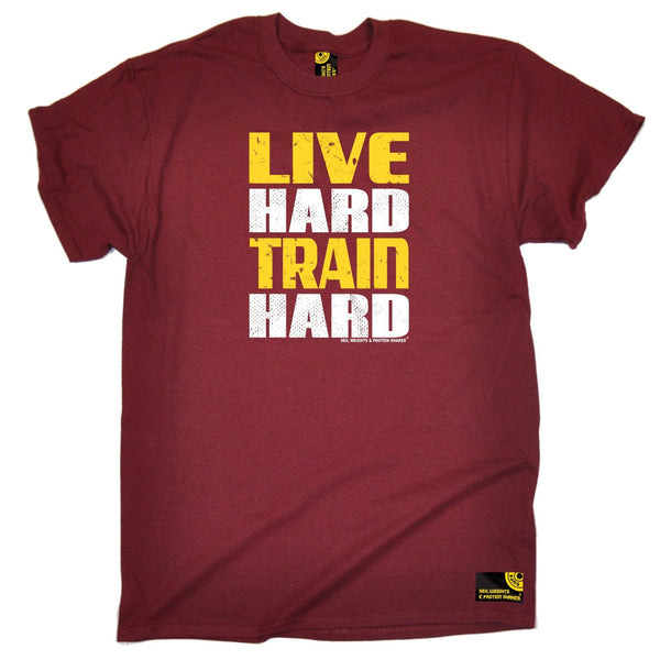 SWPS Men's Live Hard Train Hard Sex Weights And Protein Shakes Gym T-Shirt
