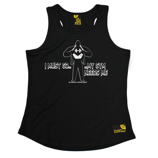 SWPS I Must Go My Gym Needs Me Sex Weights And Protein Shakes Girlie Training Vest