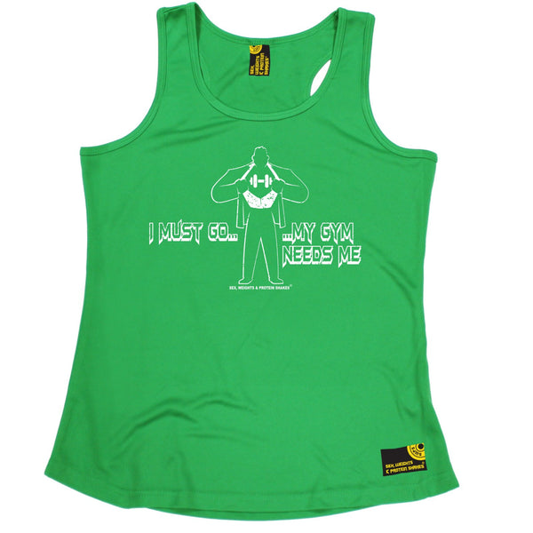 I Must Go ... My Gym Needs Me Girlie Performance Training Cool Vest